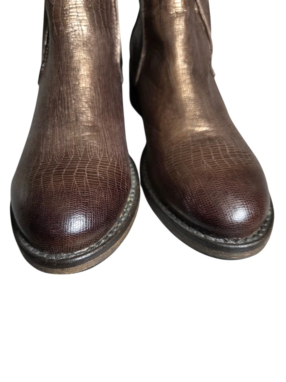 Modern Vintage Metallic Brown Chelsea Ankle Boots 38.5 /8.5